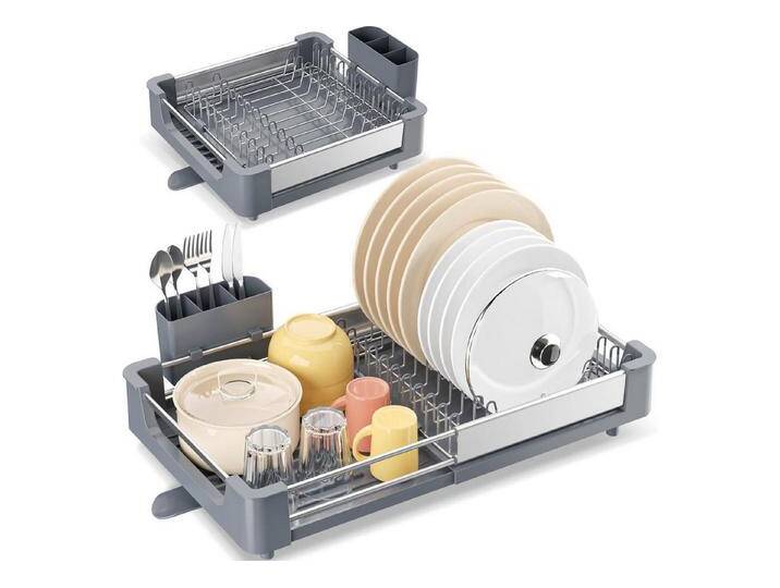 LuxusKollektion Kochbesteck-Set Abtropfgestell Aluminium Geschirr Besteckhalter verstellbar Dunkelgrau von OTTO