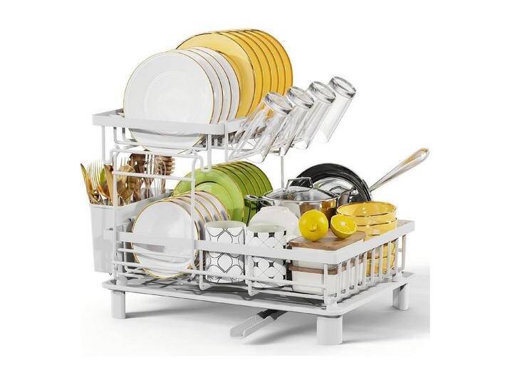 LuxusKollektion Kochbesteck-Set Abtropfgestell Edelstahl 2 Tier Abtropfschale Auslauf Weiß Großer von OTTO