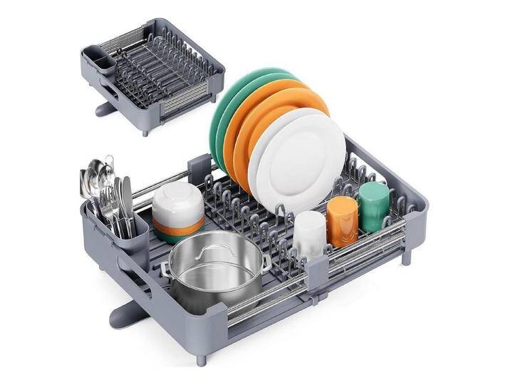 LuxusKollektion Kochbesteck-Set Abtropfgestell Edelstahl erweiterbar faltbar Besteckhalter Grau von OTTO