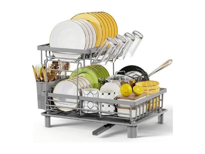 LuxusKollektion Kochbesteck-Set Abtropfgestell Geschirr 2Tier Edelstahl Getränkehalter Grau Großer von OTTO