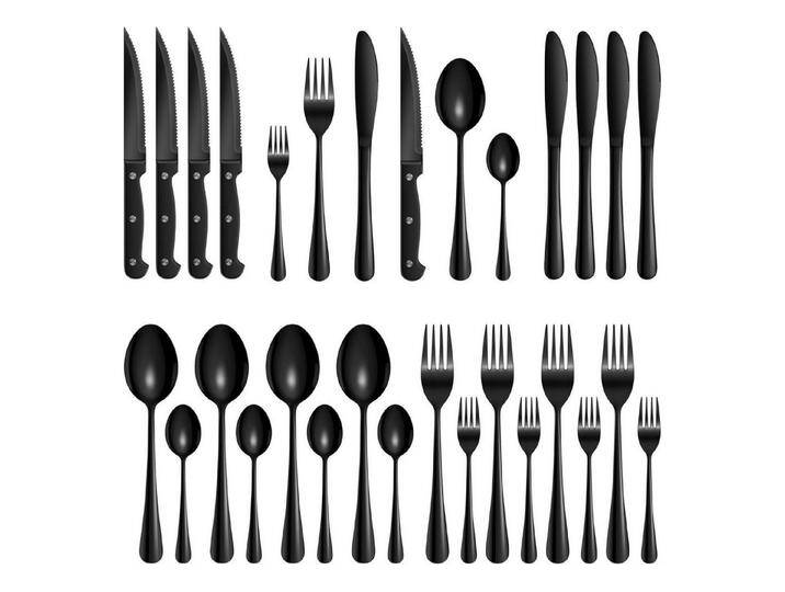 LuxusKollektion Kochbesteck-Set Besteck Messer Gabel Löffel Steakmesser Schwarz 24pcs 4 Personen LuxusKollektion Kochbesteck-Set Besteck Messer Gabel Löffel Steakmesser Schwarz 24pcs 4 Personen von OTTO