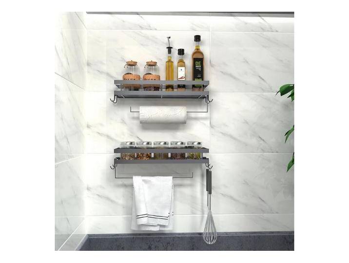 LuxusKollektion Kochbesteck-Set Gewürzregal ohne Bohren Handtuchhalter 4 Haken 35cm-2Stück grau LuxusKollektion Kochbesteck-Set Gewürzregal ohne Bohren Handtuchhalter 4 Haken 35cm-2Stück grau von OTTO