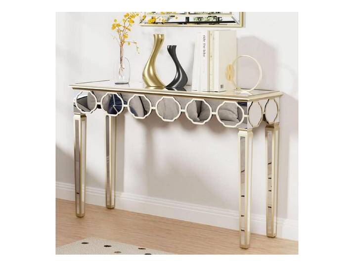 LuxusKollektion Konsolentisch Konsolentisch Gold 120 cm Spiegelglas Luxus Design Wohnzimmer LuxusKollektion Konsolentisch Konsolentisch Gold 120 cm Spiegelglas Luxus Design Wohnzimmer von OTTO