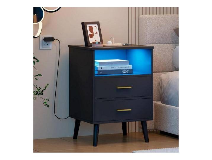 LuxusKollektion Nachttisch Nachttisch Geheimfach LED Drahtlos USB Type C 3 Schubladen 1 Schwarz LuxusKollektion Nachttisch Nachttisch Geheimfach LED Drahtlos USB Type C 3 Schubladen 1 Schwarz von OTTO
