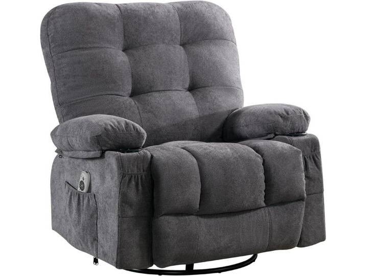 LuxusKollektion Polsterstuhl Relaxsessel Liegefunktion Massage Heizung 360° Drehbar Oversize Grau von OTTO