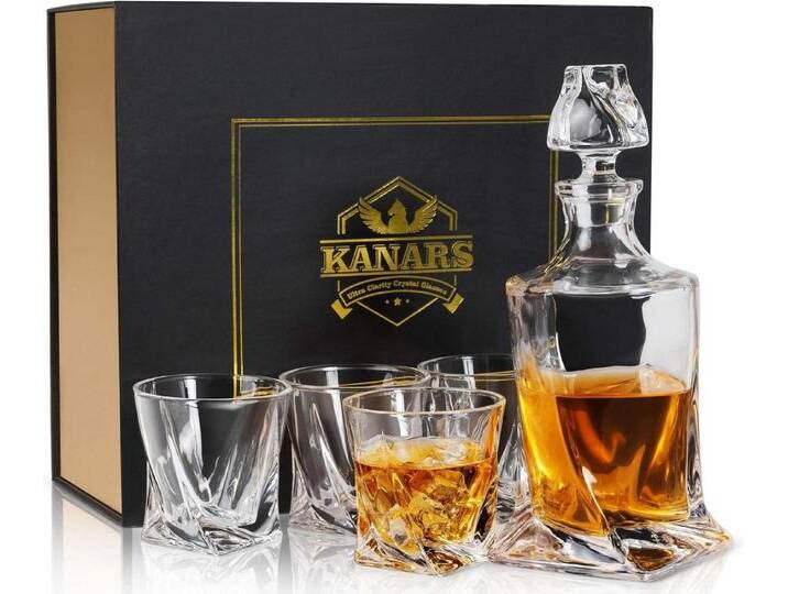 LuxusKollektion Whiskyglas Whisky Karaffe und Gläser Set 800 ml Kristall Whiskey Dekanter von OTTO