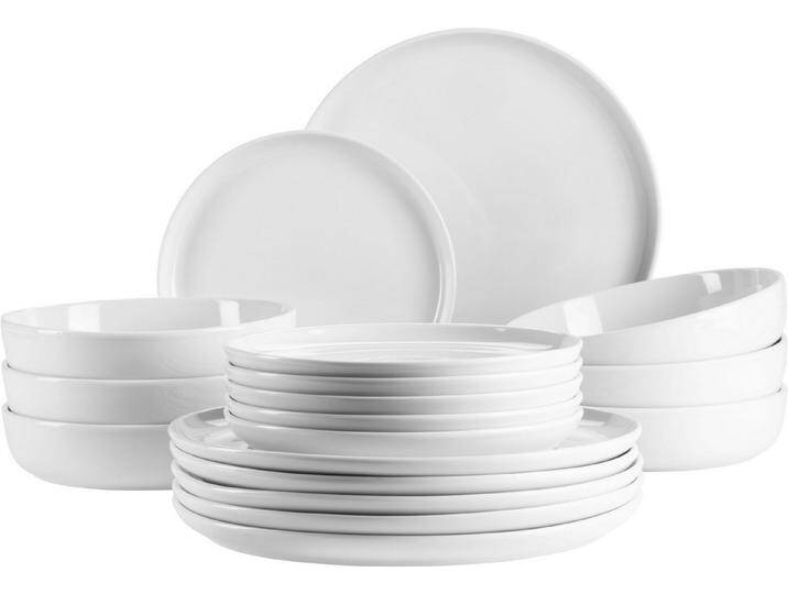MÄSER Tafelservice NAVINA, Teller Set, Porzellan (18-tlg), 6 Personen, Porzellan, weiß von OTTO