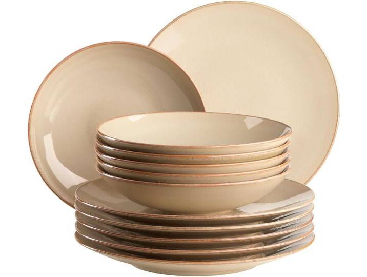 MÄSER Tafelservice OSSIA, Teller Set, Keramik (12-tlg), 6 Personen, Keramik, grau, Grau von OTTO