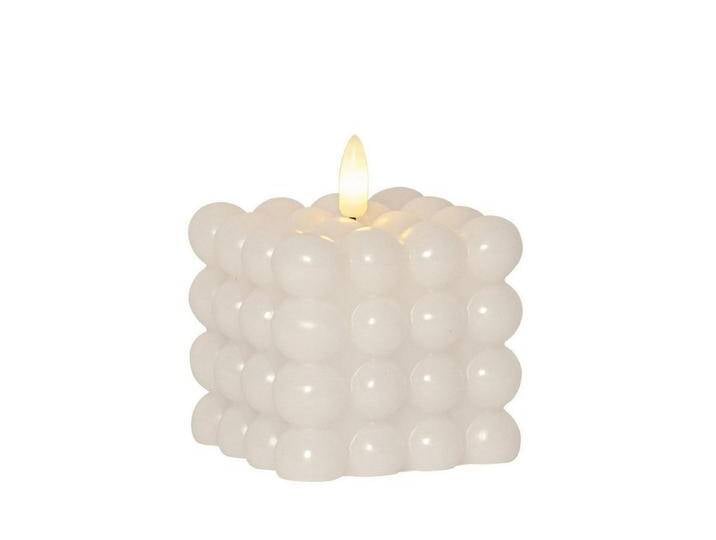 MARELIDA LED-Kerze LED Kerze Bubble Würfel Cube Kerze Echtwachs H: 9,5cm Timer weiß, weiß von OTTO
