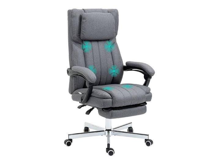 MC Star Bürostuhl mit 5 Massagemodi ergonomischer Schreibtischstuhl (mit Liegefunktion höhenverstellbar Fußstütze Leinenoptik Grau), grau von OTTO