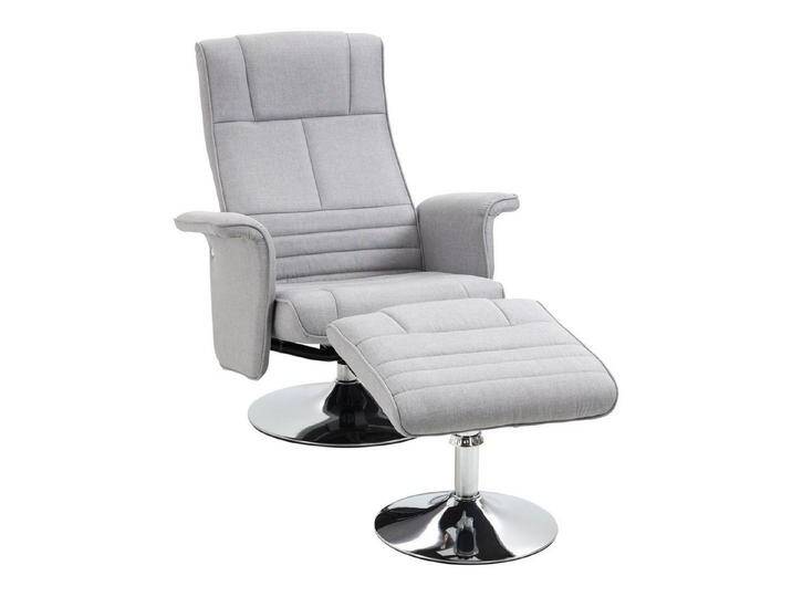 MC Star Massagesessel mit Fußhocker Elektrischer Fernsehsessel mit Liegefunktion (Fernbedienung, Leinenoptik, Stahl, Hellgrau), grau von OTTO