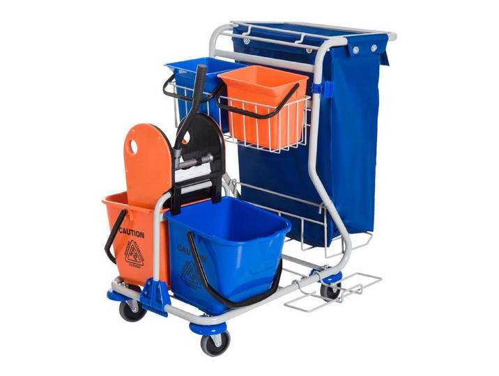 MC Star Putzeimer Reinigungswagen 4 Fahreimer Wischwagen Systemwagen, (mit Rollen Blau Orange 100 x 70 x 103 cm), blau von OTTO