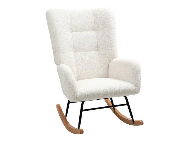 MC Star Schaukelstuhl Schaukelsessel mit Armlehne, Teddysamt-Optik, Relaxsessel (Schwingsessel Stillsessel für Schlafzimmer, Wohnzimmer, Cremeweiß) von OTTO