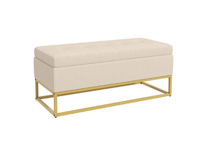 MC Star Sitzbank mit Stauraum Polsterbank mit Klappdeckel in Beige Samtoptik (Bettbank mit Stahlbeinen 110x44x49 cm für Flur Wohnzimmer), beige von OTTO
