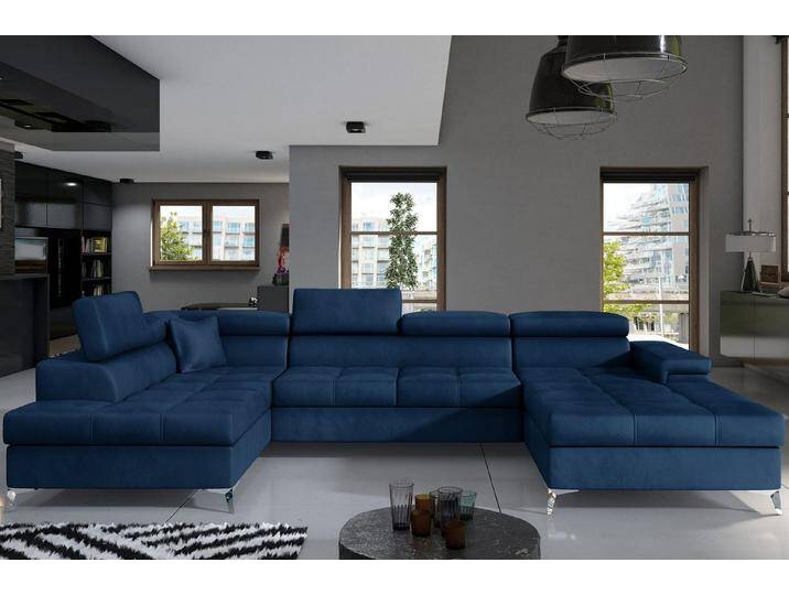 MF Design Wohnlandschaft Eduard, mit Bettfunktion, blau, Taubenblau von OTTO