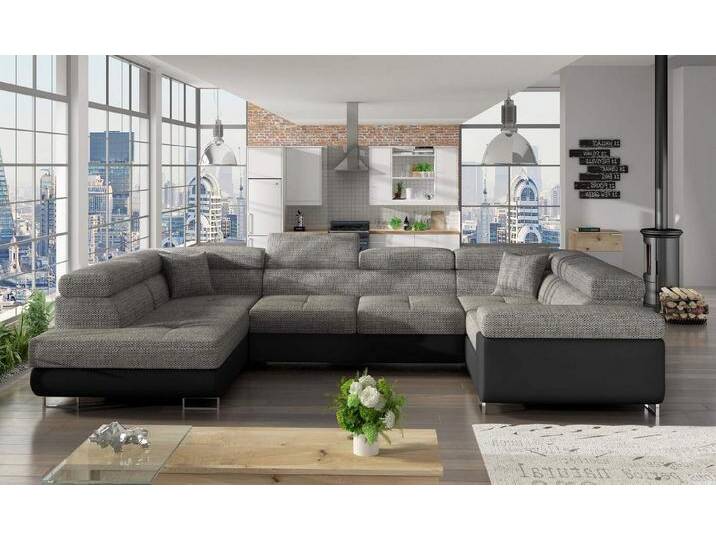 MF Design Wohnlandschaft Lavin, mit Bettfunktion, grau schwarz von OTTO
