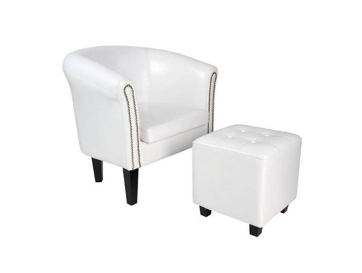 MIADOMODO Chesterfield-Sessel Chesterfield Sessel Hocker Loungesessel Clubsessel Cocktailsessel, Weiß  von OTTO