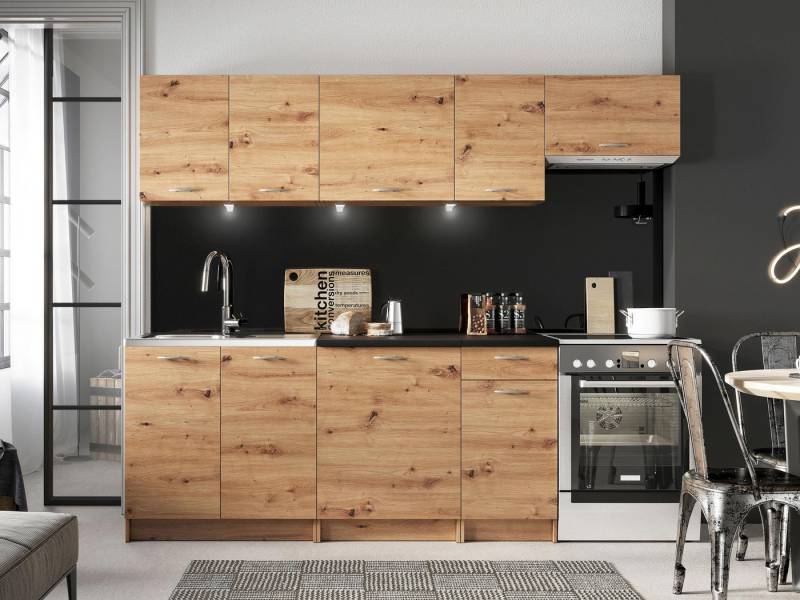 MIRJAN24 Küchenzeile Mela 240, (7er-Set), mit Arbeitsplatte, Beleuchtung als Option von OTTO