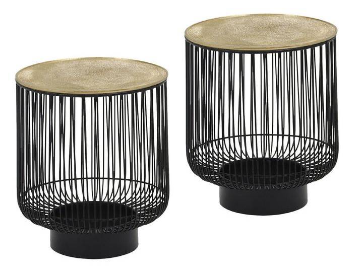 MIRRORS AND MORE Couchtisch (2er Set), Sofa-Beistelltisch rund, Korbtische Nachttisch Schwarz Gold, Höhe 46cm, schwarz von OTTO