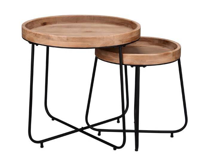 MIRRORS AND MORE Couchtisch (2er Set), Wohnzimmer-Beistelltisch für Sofas, Nachttisch rund Höhe 48cm und 58cm, braun schwarz von OTTO