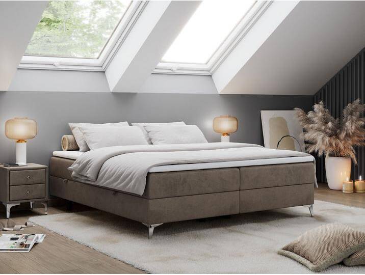 MKS MÖBEL Boxspringbett LESS (Set, Packung, T30-Schaum, Bettkästen, Doppelbett, Polsterbett), Doppelbett mit Multipocket-Matratzen, Topper, Modern, braun von OTTO
