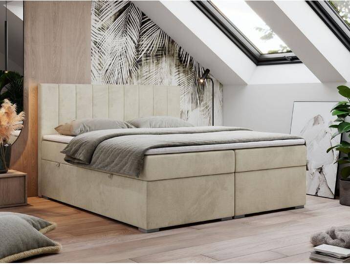 MKS MÖBEL Boxspringbett LOPE (Packung, Set, Topper T25, genähte Kopfstütze, zwei Bettkästen), Doppelbett mit Multipocket-Matratzen, T30-Schaum, beige von OTTO