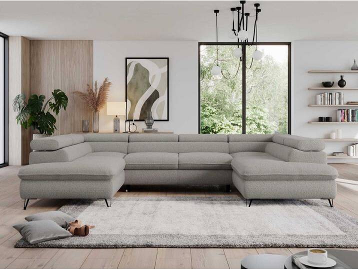 MKS MÖBEL Ecksofa PEDRO U, Set, Zwei Bettkästen, Wellenfedern, Metallbeine, große U-förmige Ecke, Schlaffunktion, mit verstellbaren Kopfstützen, grau MKS MÖBEL Ecksofa PEDRO U, Set, Zwei Bettkästen, Wellenfedern, Metallbeine, große U-förmige Ecke, Schlaffunktion, mit verstellbaren Kopfstützen, grau von OTTO