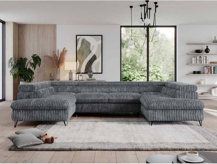 MKS MÖBEL Ecksofa PEDRO U, Set, Zwei Bettkästen, Wellenfedern, Metallbeine, große U-förmige Ecke, Schlaffunktion, mit verstellbaren Kopfstützen, grau MKS MÖBEL Ecksofa PEDRO U, Set, Zwei Bettkästen, Wellenfedern, Metallbeine, große U-förmige Ecke, Schlaffunktion, mit verstellbaren Kopfstützen, grau von OTTO