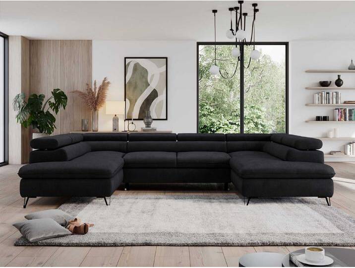 MKS MÖBEL Ecksofa PEDRO U, Set, Zwei Bettkästen, Wellenfedern, Metallbeine, große U-förmige Ecke, Schlaffunktion, mit verstellbaren Kopfstützen, schwarz MKS MÖBEL Ecksofa PEDRO U, Set, Zwei Bettkästen, Wellenfedern, Metallbeine, große U-förmige Ecke, Schlaffunktion, mit verstellbaren Kopfstützen, schwarz von OTTO