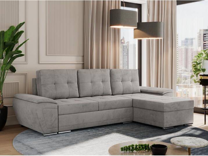 MKS MÖBEL Ecksofa UMBRIA L, Set, Schlafsofa, T30-Schaum, Wellenfedern, Metallbeine, L-förmige Ecksofa, Bettkasten, Schlaffunktion, lose Kissen, grau von OTTO