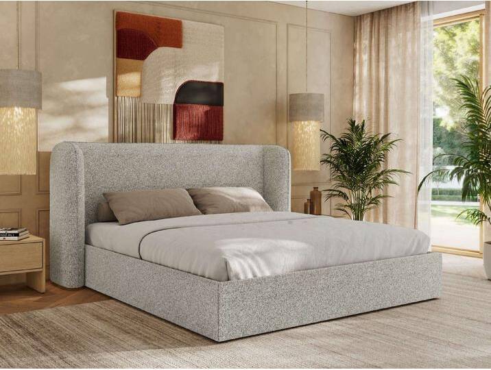 MKS MÖBEL Polsterbett EMORA CLASSIC (Bett, Doppelbett mit Lattenrost, ohne/mit Matratze), Kopfteil 111 cm, 140-200 cm, grau, 2. Schaumstoffmatratze - MIRO LUX von OTTO