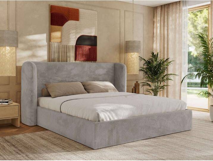 MKS MÖBEL Polsterbett EMORA CLASSIC (Bett, Doppelbett mit Lattenrost, ohne/mit Matratze), Kopfteil 111 cm, 140-200 cm, grau, 2. Schaumstoffmatratze - MIRO LUX von OTTO