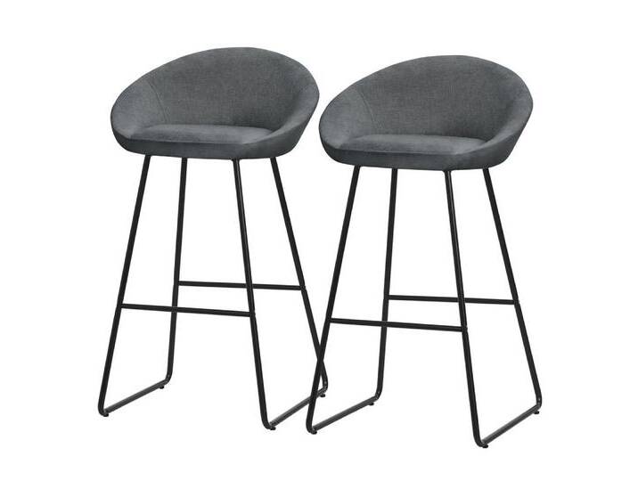 ML-DESIGN Barhocker Gepolsterter Barstuhl mit Metallgestell Rückenlehne und Fußstütze (2 St), Bistrohocker 2er Set Anthrazit Stoffbezug Tresenhocker Küchenhocker, schwarz von OTTO