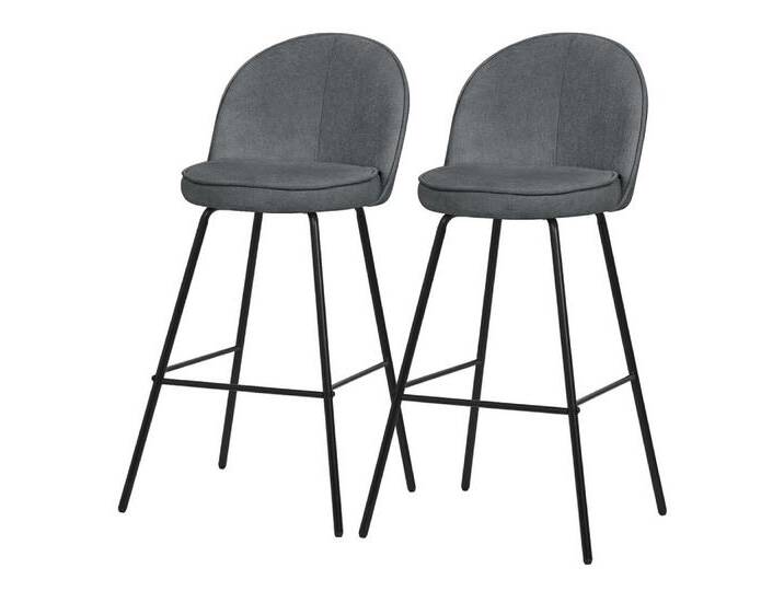 ML-DESIGN Barhocker Gepolsterter Barstuhl mit Metallgestell Rückenlehne und Fußstütze (2 St), Bistrohocker 2er Set Anthrazit Stoffbezug Tresenhocker Küchenhocker, schwarz von OTTO