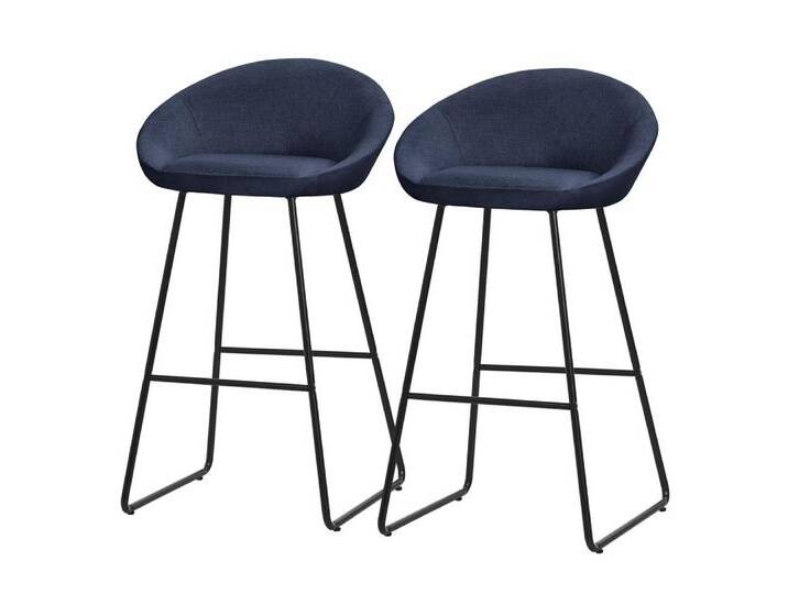 ML-DESIGN Barhocker Gepolsterter Barstuhl mit Metallgestell Rückenlehne und Fußstütze (2 St), Bistrohocker 2er Set Dunkelblau Stoffbezug Tresenhocker Küchenhocker, blau von OTTO