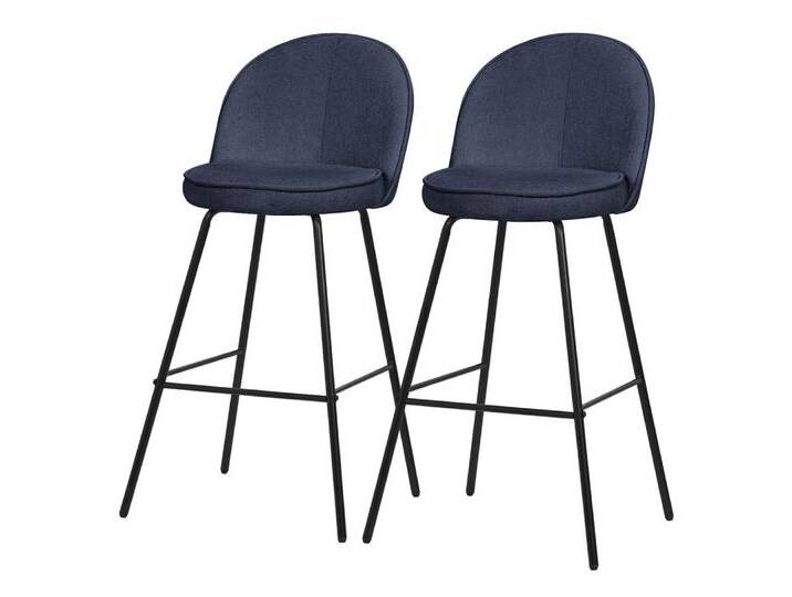ML-DESIGN Barhocker Gepolsterter Barstuhl mit Metallgestell Rückenlehne und Fußstütze (2 St), Bistrohocker 2er Set Dunkelblau Stoffbezug Tresenhocker Küchenhocker, blau von OTTO