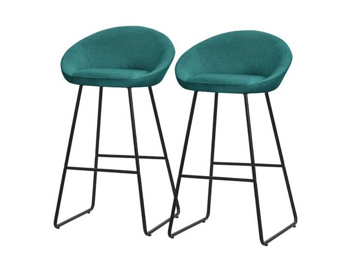 ML-DESIGN Barhocker Gepolsterter Barstuhl mit Metallgestell Rückenlehne und Fußstütze (2 St), Bistrohocker 2er Set Petrol Stoffbezug Tresenhocker Küchenhocker, blau von OTTO