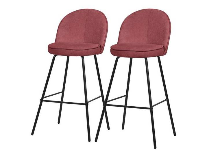 ML-DESIGN Barhocker Gepolsterter Barstuhl mit Metallgestell Rückenlehne und Fußstütze (2 St), Bistrohocker 2er Set Rot Stoffbezug Tresenhocker Küchenhocker, rot von OTTO
