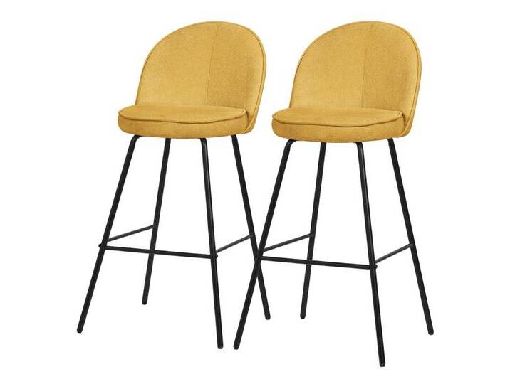 ML-DESIGN Barhocker Gepolsterter Barstuhl mit Metallgestell Rückenlehne und Fußstütze (2 St), Bistrohocker 2er Set Senf Stoffbezug Tresenhocker Küchenhocker, gelb von OTTO