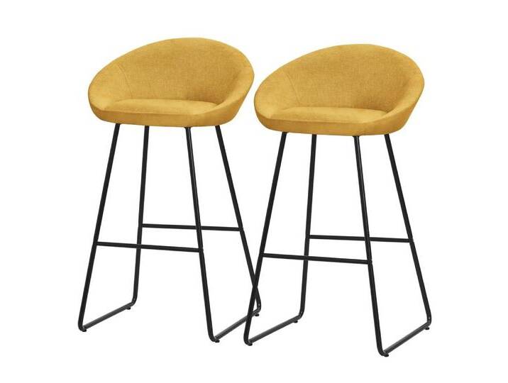 ML-DESIGN Barhocker Gepolsterter Barstuhl mit Metallgestell Rückenlehne und Fußstütze (2 St), Bistrohocker 2er Set Senf Stoffbezug Tresenhocker Küchenhocker Hocker, gelb von OTTO