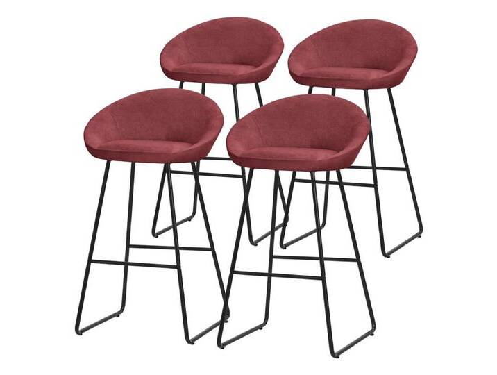 ML-DESIGN Barhocker Gepolsterter Barstuhl mit Metallgestell Rückenlehne und Fußstütze (4 St), Bistrohocker 4er Set Rot Stoffbezug Tresenhocker Küchenhocker Hocker, rot von OTTO