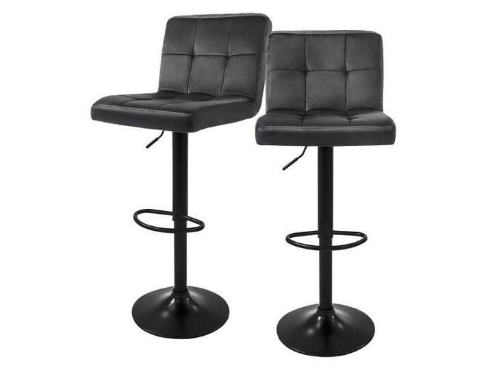 ML-DESIGN Barhocker Gepolsterter Barstuhl mit Rückenlehne und Fußstütze, 360° drehbar (2 St), Drestuhl höhenverstellbar 63-83 cm, Grau, Bezug aus Samt, grau von OTTO
