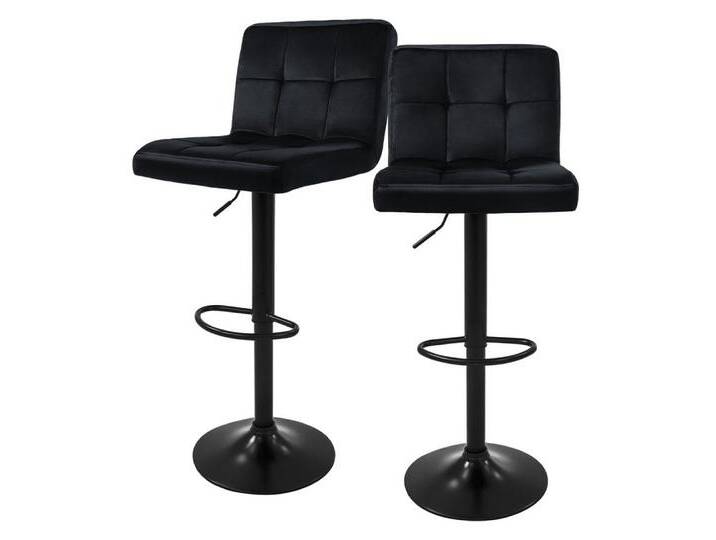 ML-DESIGN Barhocker Gepolsterter Barstuhl mit Rückenlehne und Fußstütze, 360° drehbar (2 St), Drestuhl höhenverstellbar 63-83 cm, Schwarz, Bezug aus Samt von OTTO