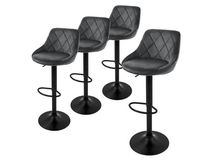 ML-DESIGN Barhocker Gepolsterter Barstuhl mit Rückenlehne und Fußstütze, 360° drehbar (4 St), Drehstuhl höhenverstellbar 62-82 cm 4er Set Grau Bezug aus Samt, grau von OTTO