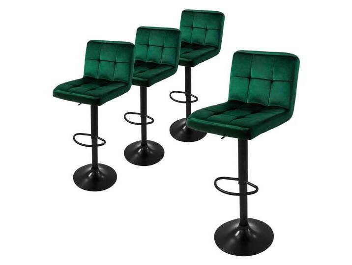 ML-DESIGN Barhocker Gepolsterter Barstuhl mit Rückenlehne und Fußstütze, 360° drehbar (4 St), Drestuhl höhenverstellbar 63-83 cm, Grün, Bezug aus Samt, grün von OTTO