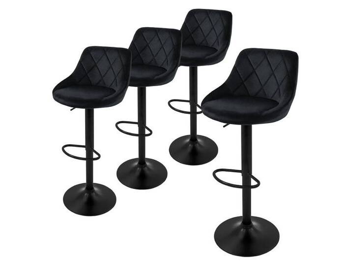 ML-DESIGN Barhocker Gepolsterter Barstuhl mit Rückenlehne und Fußstütze, 360° drehbar (Komplett-Set, 4 St), Drestuhl höhenverstellbar 62-82 cm, Schwarz, Bezug aus Samt von OTTO