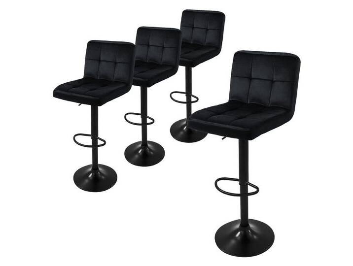 ML-DESIGN Barhocker Gepolsterter Barstuhl mit Rückenlehne und Fußstütze, 360° drehbar (Komplett-Set, 4 St), Drestuhl höhenverstellbar 63-83 cm, Schwarz, Bezug aus Samt, schwarz von OTTO