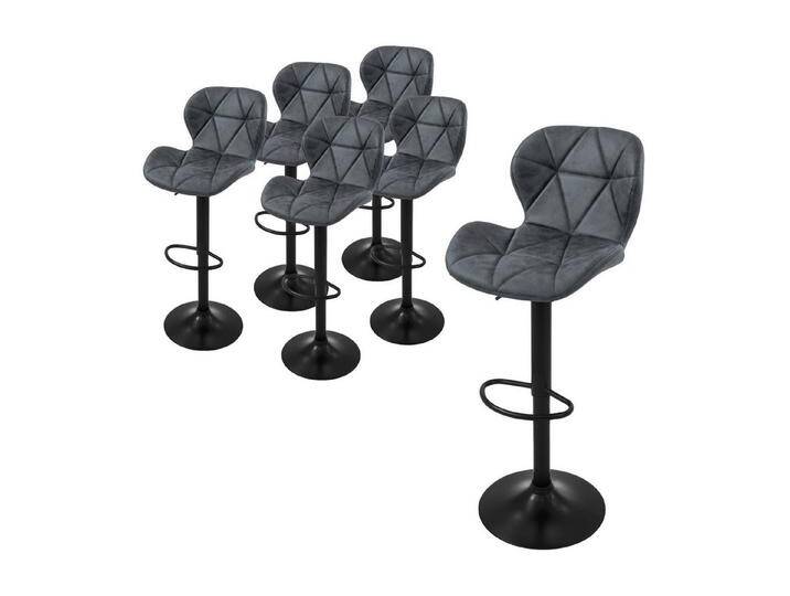 ML-DESIGN Barhocker Gepolsterter Barstuhl mit Rückenlehne und Fußstütze, 360° drehbar (Komplett-Set, 6 St), Bistrohocker aus Samt, Grau, Drehstuhl Hocker Tresenhocker, weiß von OTTO