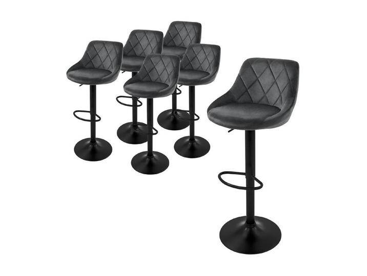 ML-DESIGN Barhocker Gepolsterter Barstuhl mit Rückenlehne und Fußstütze, 360° drehbar (Komplett-Set, 6 St), Drestuhl höhenverstellbar 62-82 cm, Grau, Bezug aus Samt, grau von OTTO