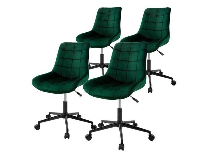 ML-DESIGN Bürostuhl Schreibtischstuhl mit Rückenlehne, 360° drehbar, höhenverstellbar (Komplett-Set, 4 St), Polsterstuhl Grün Samtbezug Metallgestell Drehstuhl Sessel, grün von OTTO